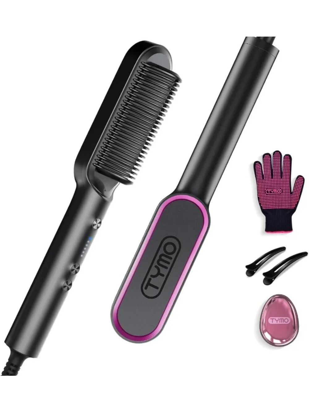 Hot Comb Hair Straightener Brush for Women | 5 Heat Settings, Fast Heating, Dual